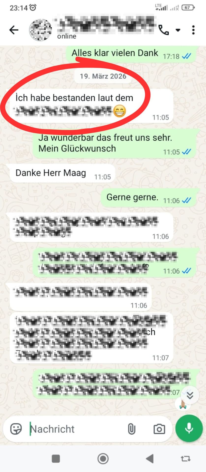 WhatsApp-Kundenfeedback an dein-ghostwriter.de, Nachricht 1 von 9
